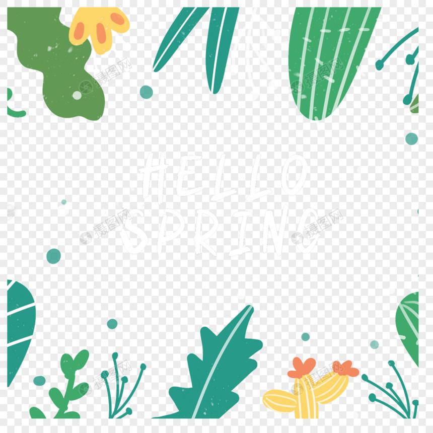 绿色纹理叶子春季花卉边框图片