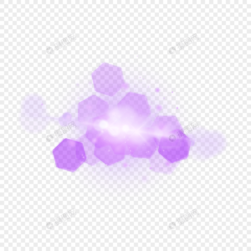 紫色六边形光团抽象光效图片