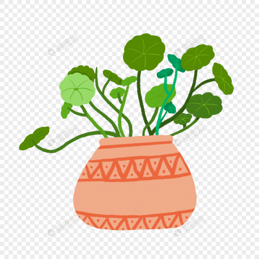 手绘卡通室内植物盆栽图片