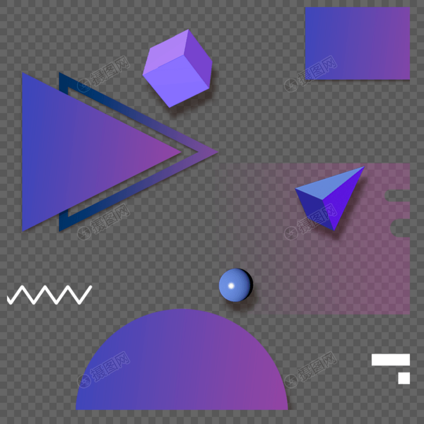 蓝紫色简约几何孟菲斯边框图片
