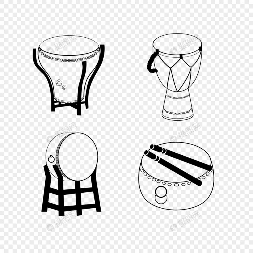 线稿音乐器材各种鼓图片