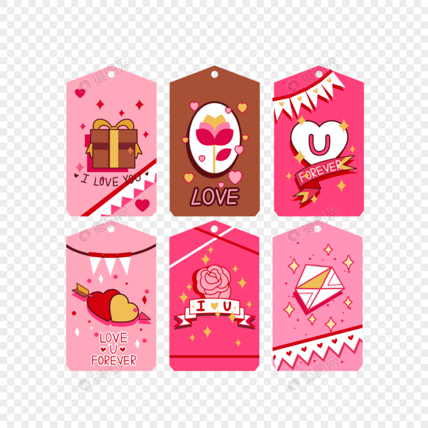 情人节节日粉色标签图片