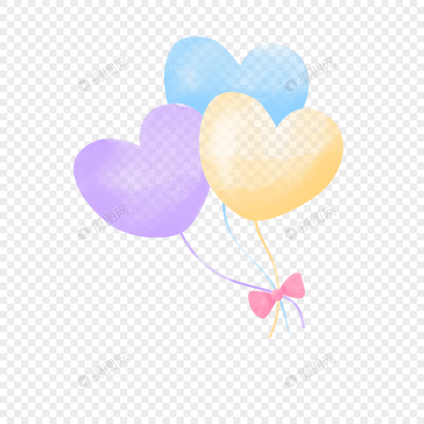 爱心气球透明蝴蝶结粉色图片绘画图片