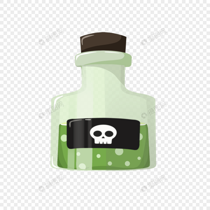 玻璃瓶毒液立体绿色图片