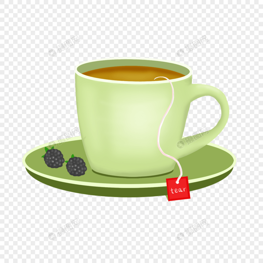 茶杯茶包黑莓图案图片