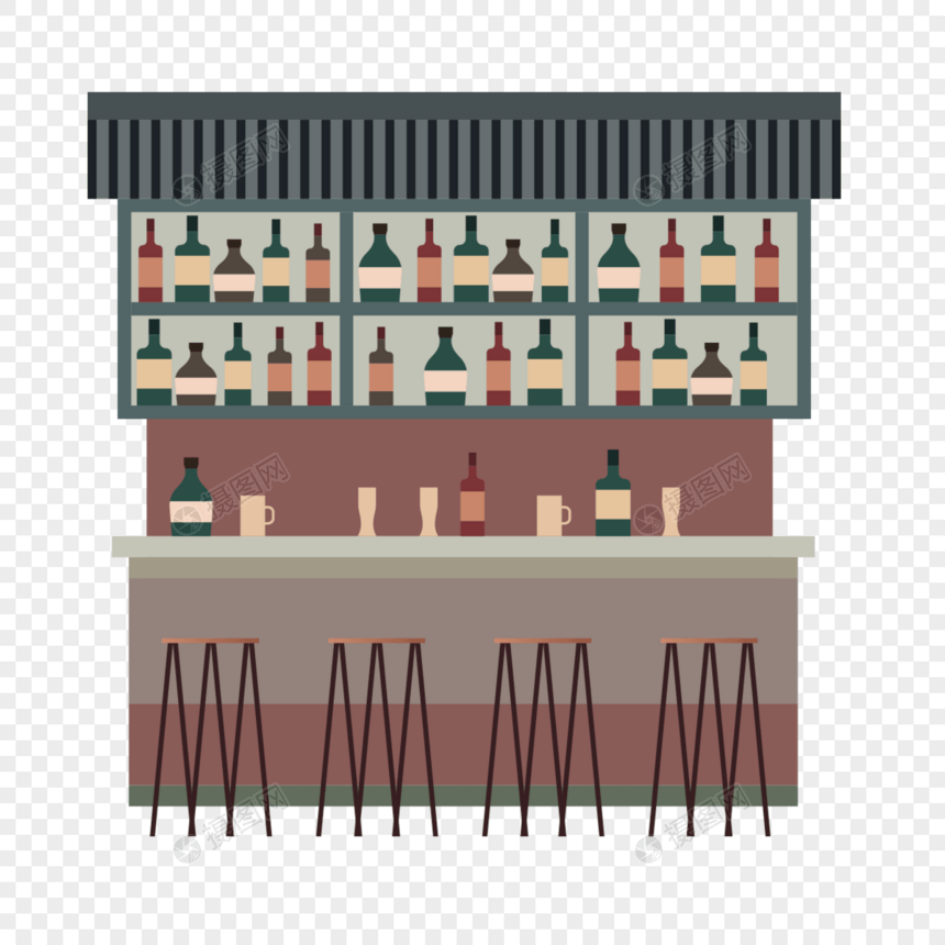 酒吧酒柜现代时尚插图图片