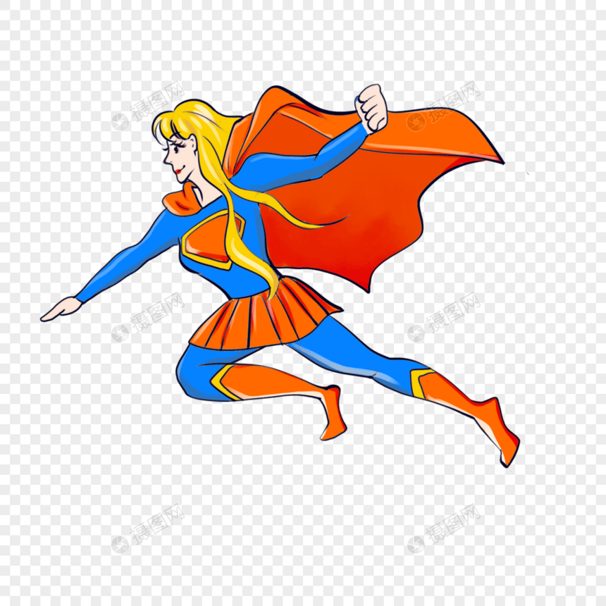 女超人卡通红色人物图片