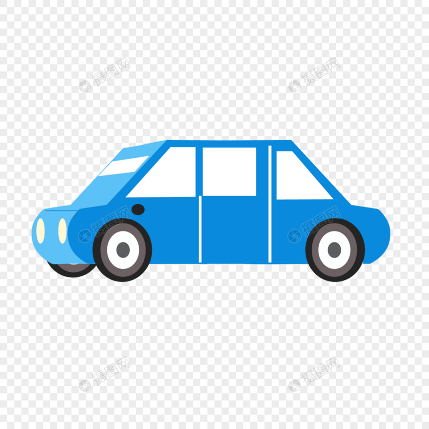汽车车蓝色卡通立体绘画图片