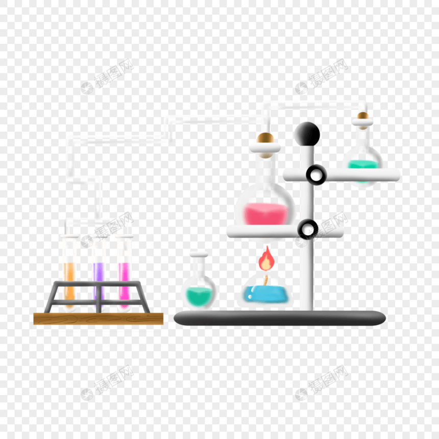 化学实验流程教学卡通铁架台图片