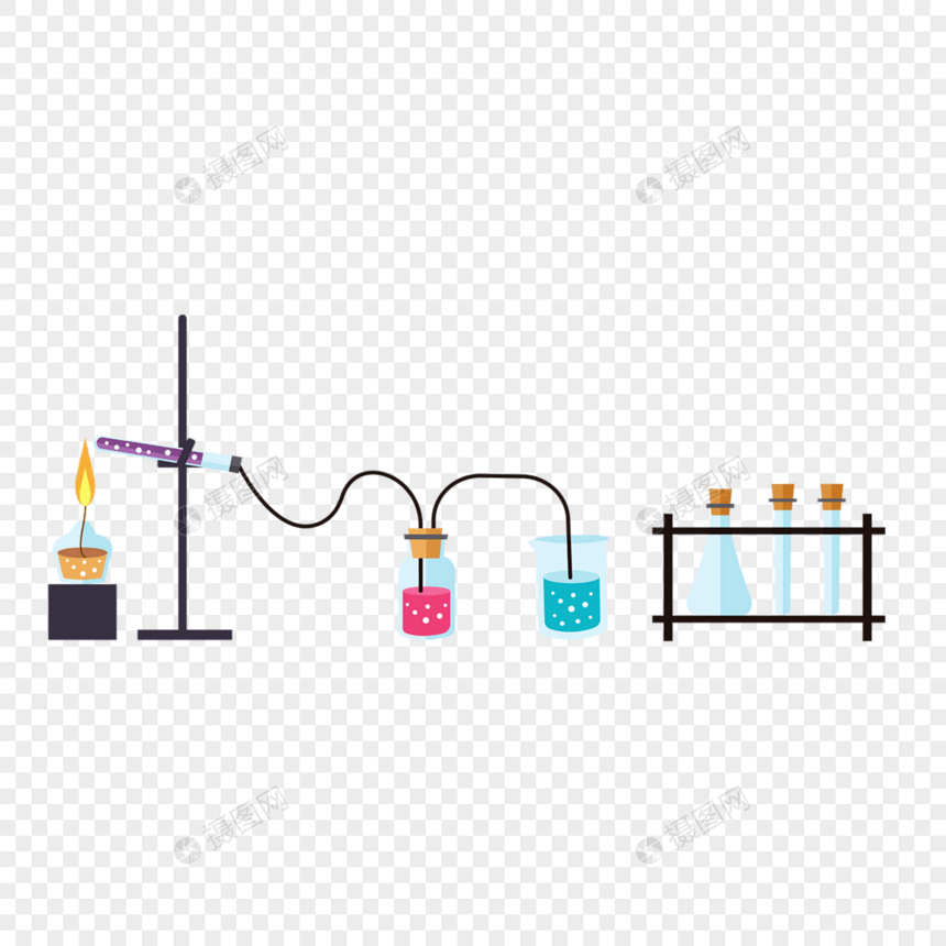化学教育实验流程扁平风格图片