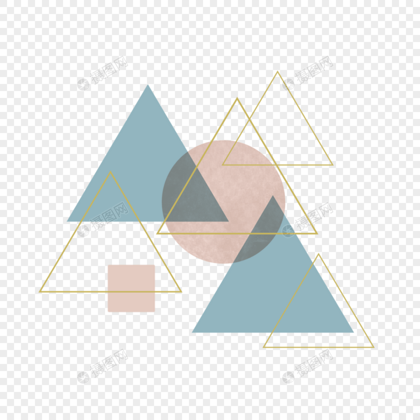 圆形三角形蓝色粉红色抽象图片