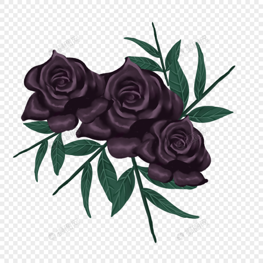 玫瑰黑色唯美风格海报图片