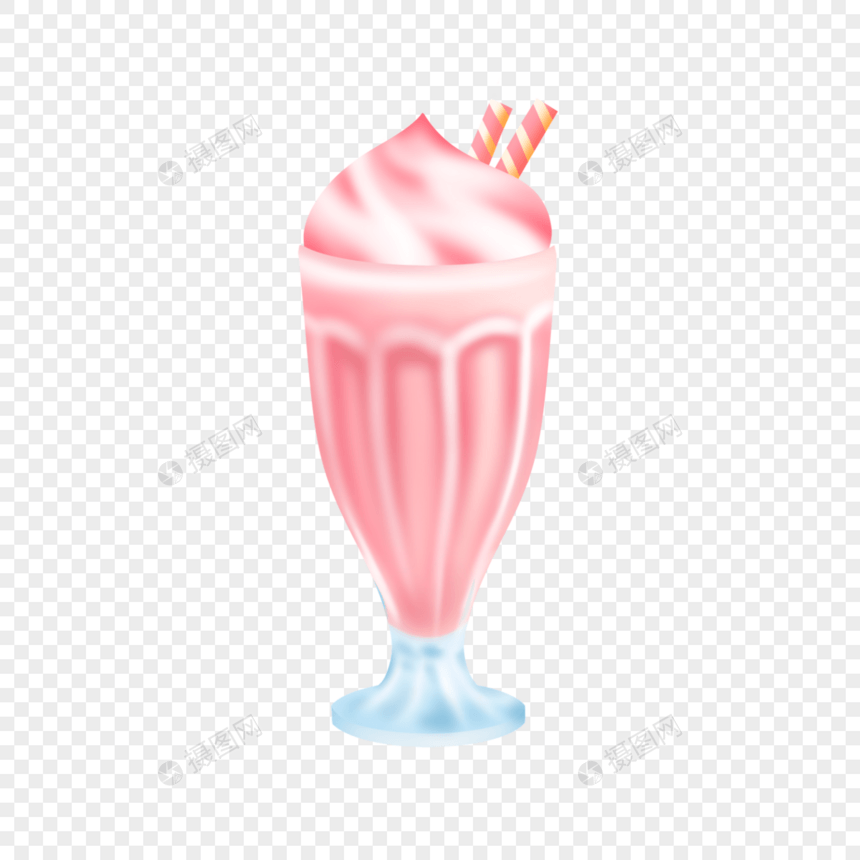 奶昔冰淇淋玻璃杯写实风格图片