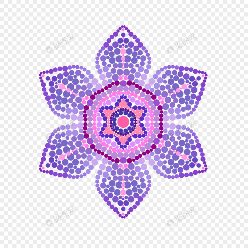 曼陀罗波点紫色花形图案图片
