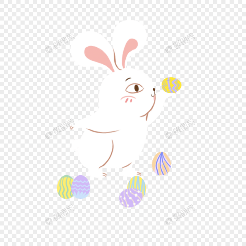 复活节彩蛋白色可爱兔子图片