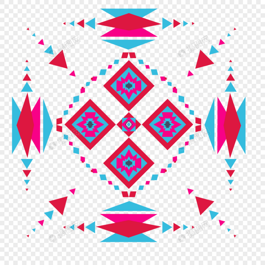 阿兹特克图案抽象三角点线花纹图片