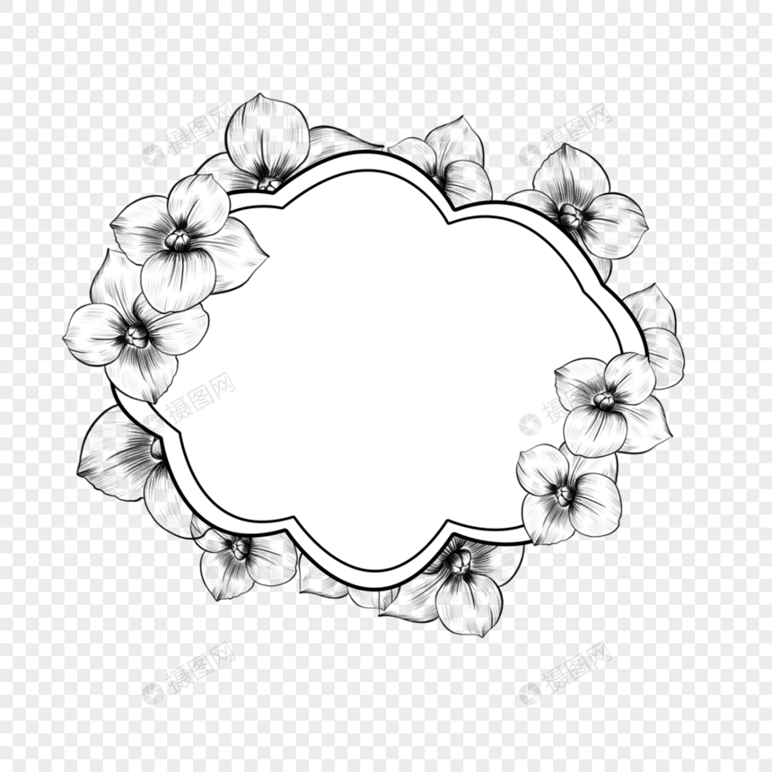 黑色素描花卉边框图片