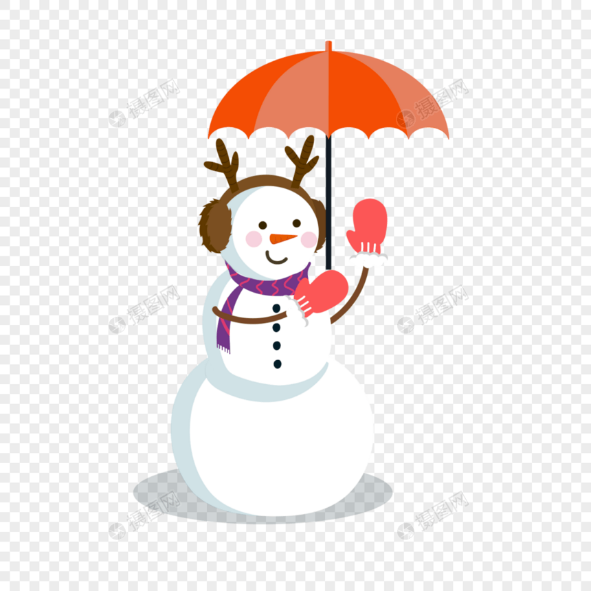 打着雨伞的圣诞雪人图片