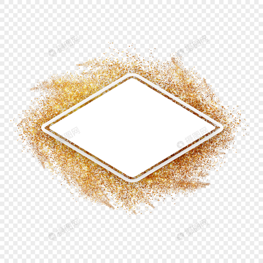 黄色几何金粉光效边框图片