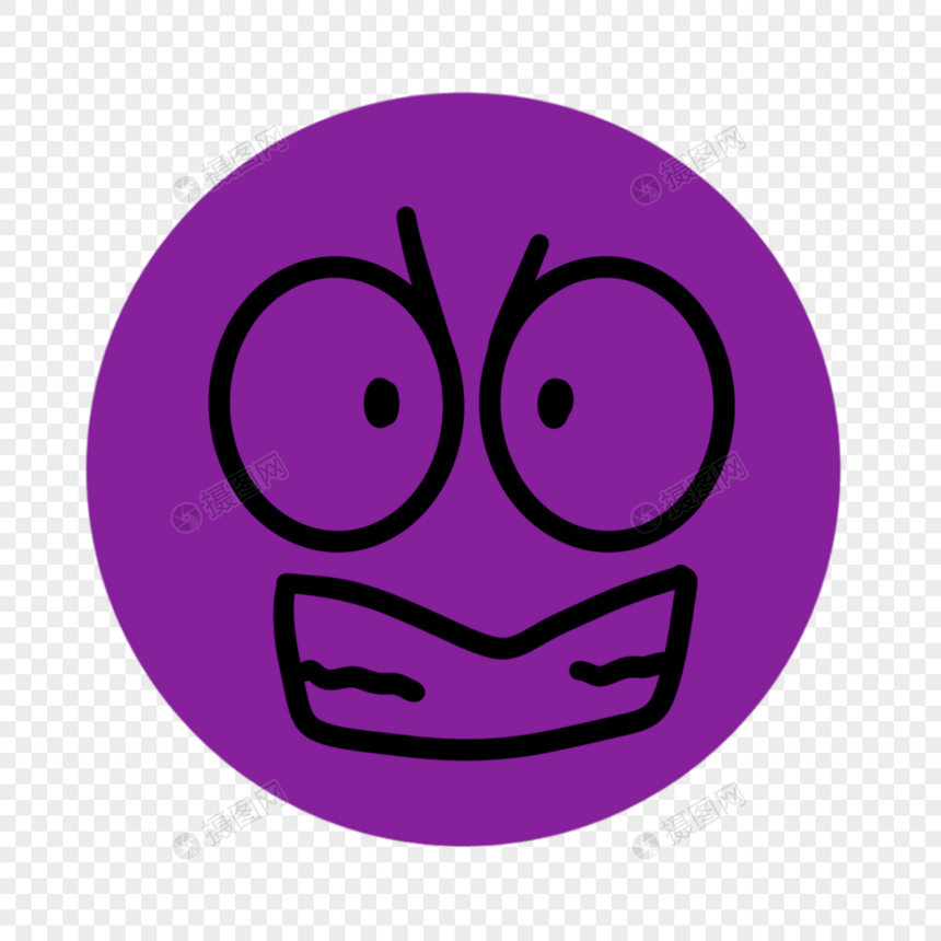 紫色圆脸可爱蜡笔画表情线条图片