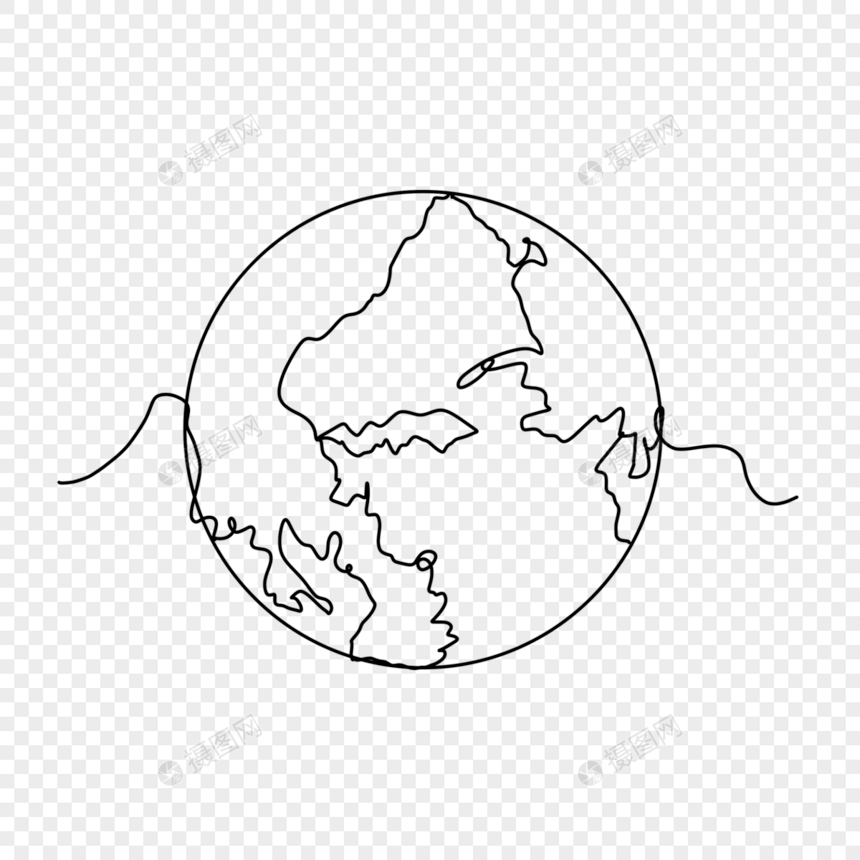 卡通创意纹理抽象线条画地球图片