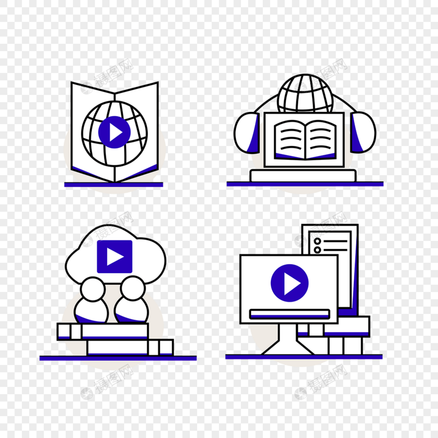 在线电子教育图标线学校图片