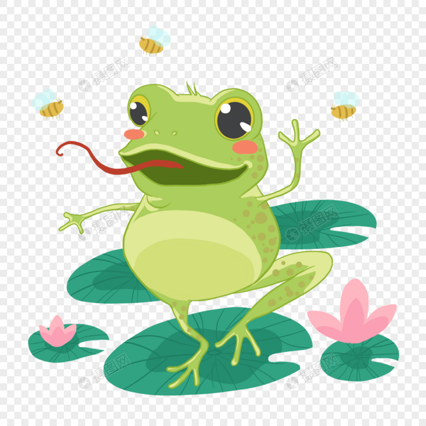 夏季卡通可爱吃虫子的青蛙图片