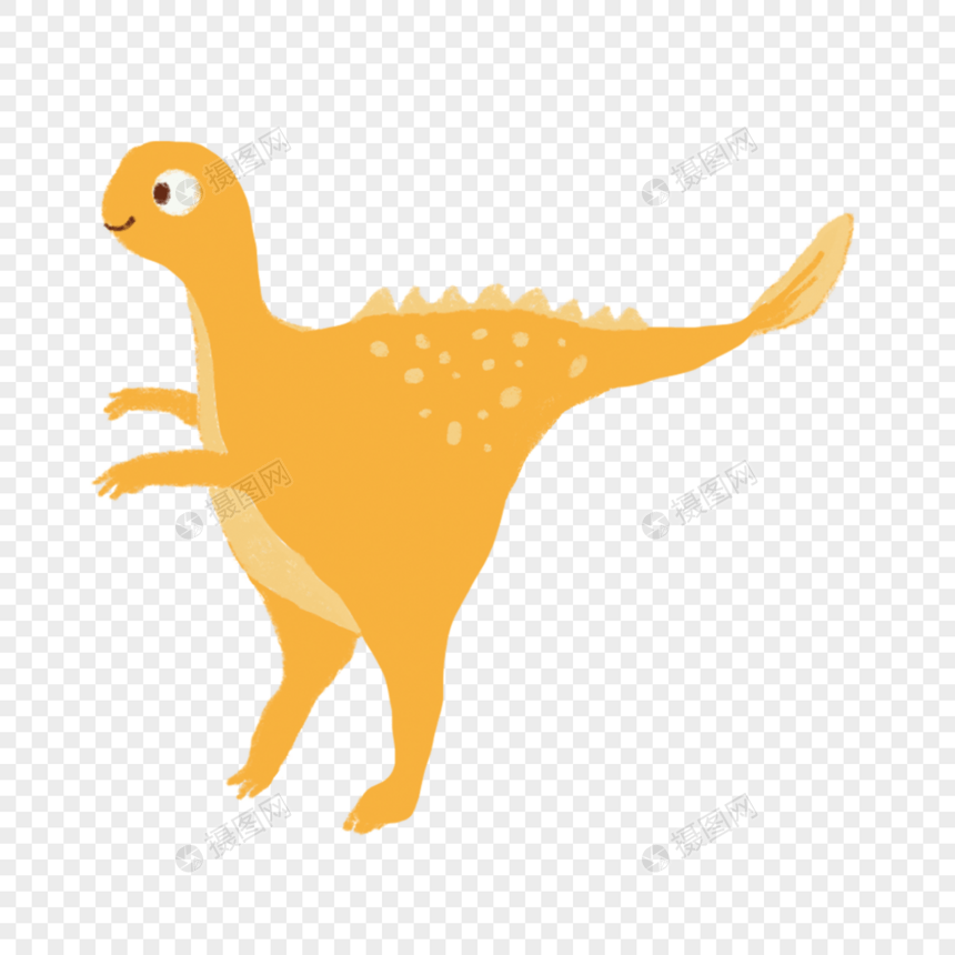 黄色长尾巴可爱卡通恐龙图片