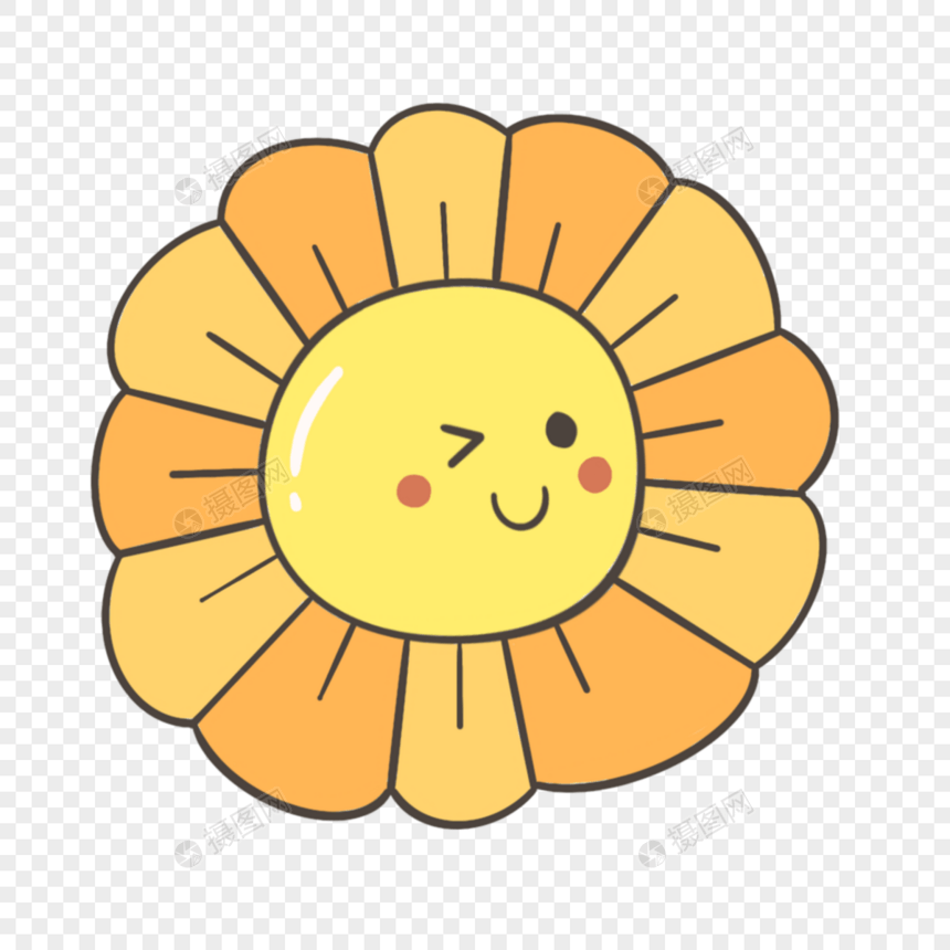 黄色花瓣造型可爱卡通太阳图片