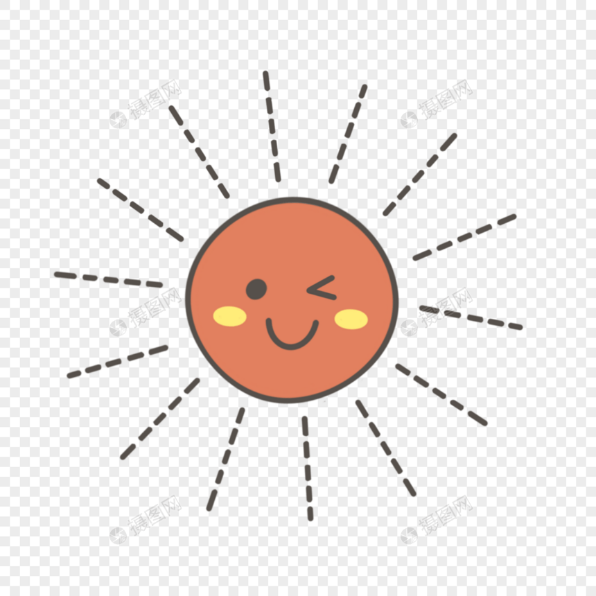 眨眼睛晒黑了的可爱卡通太阳图片