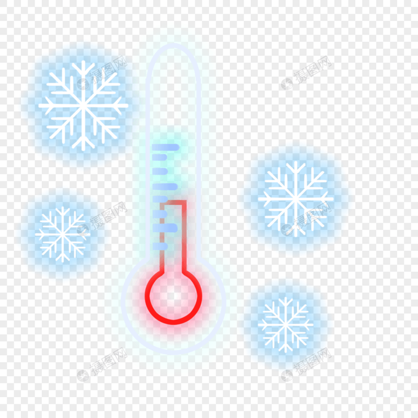 霓虹光效温度计雪花图片