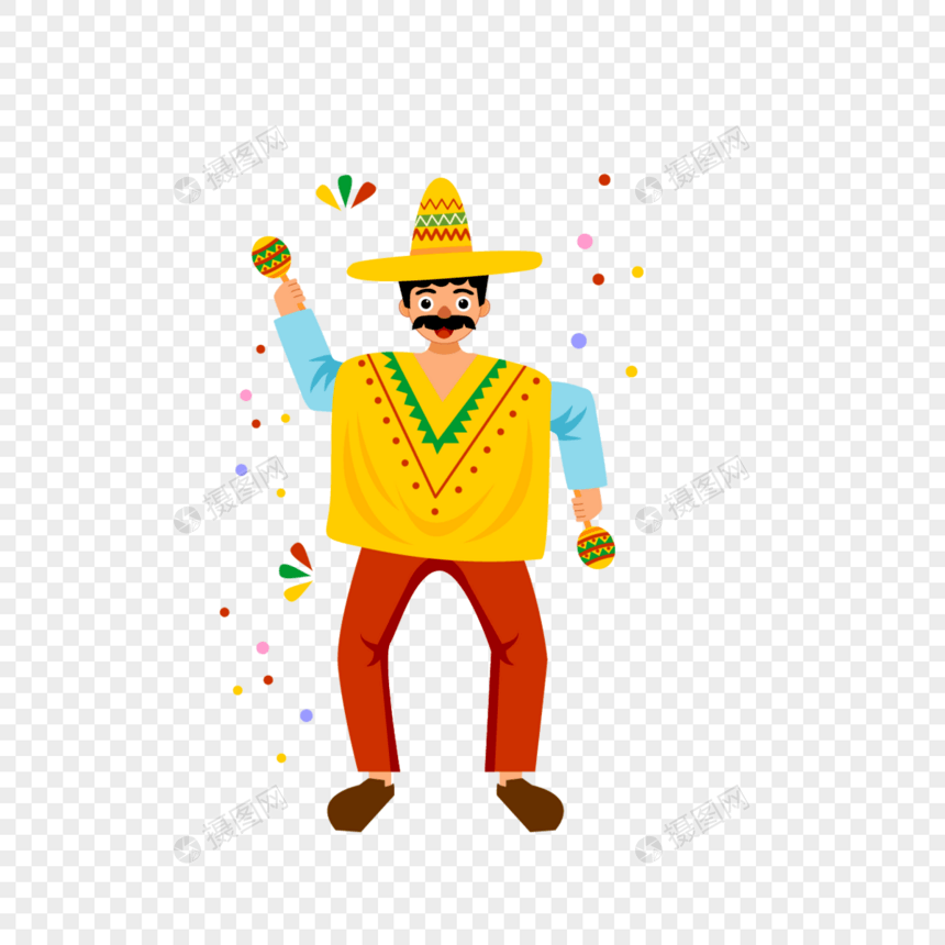 黄色帽子围巾五月五节人物图片