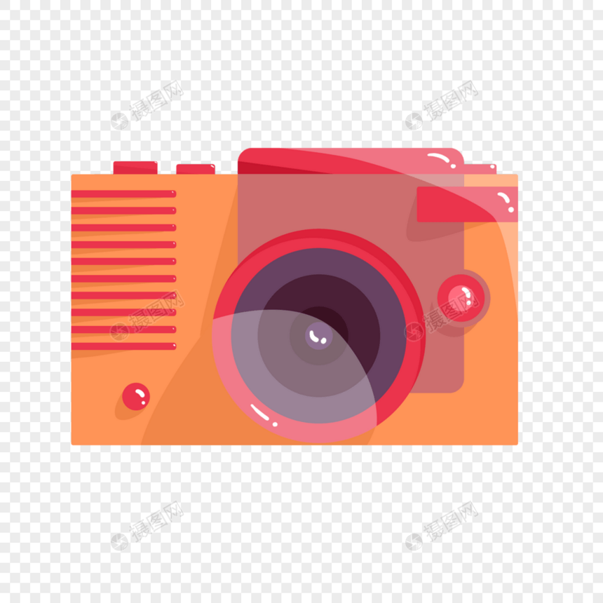 橙色手绘相机装饰图案图片