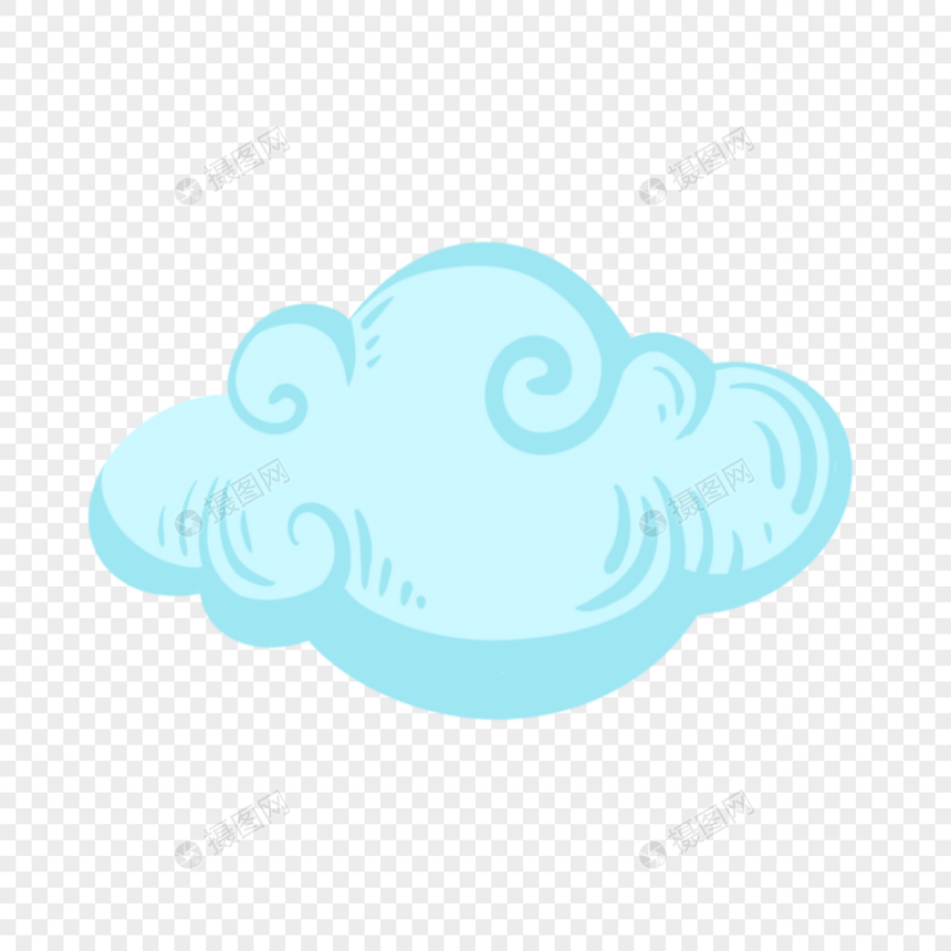 蓝色渐变云朵天气水彩剪贴画图片