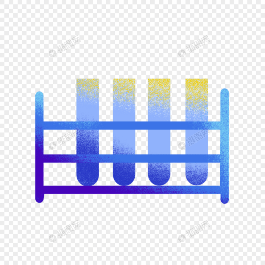 蓝色试管卡通实验教学器材图片