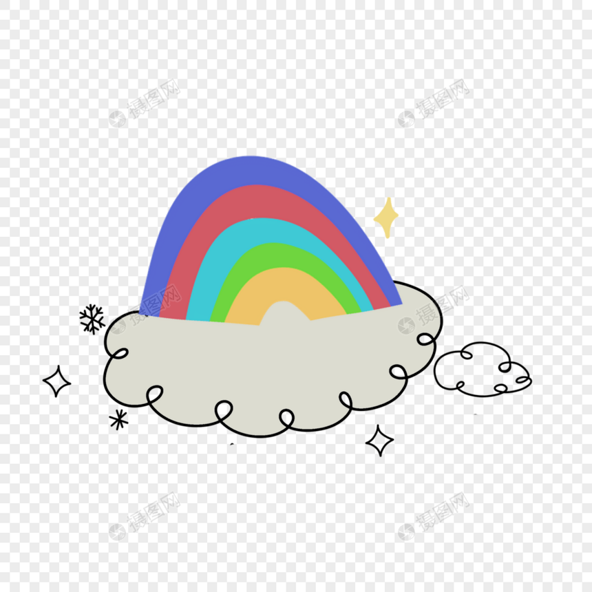 抽象线条动物涂鸦彩虹云朵图片