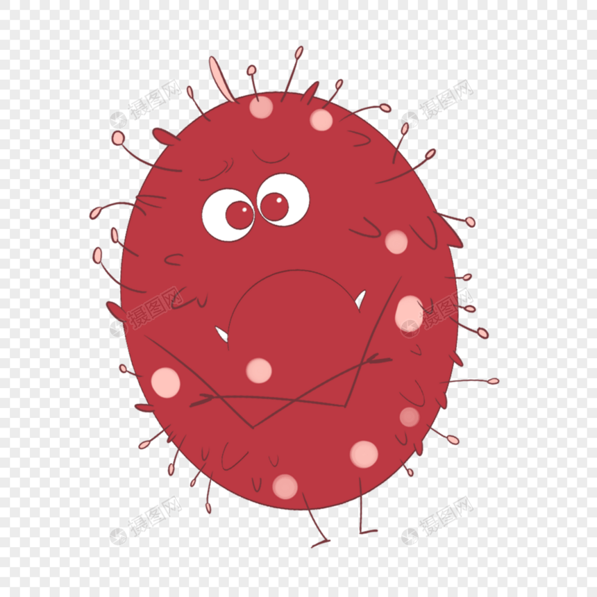 红色卡通可爱细菌微生物图片