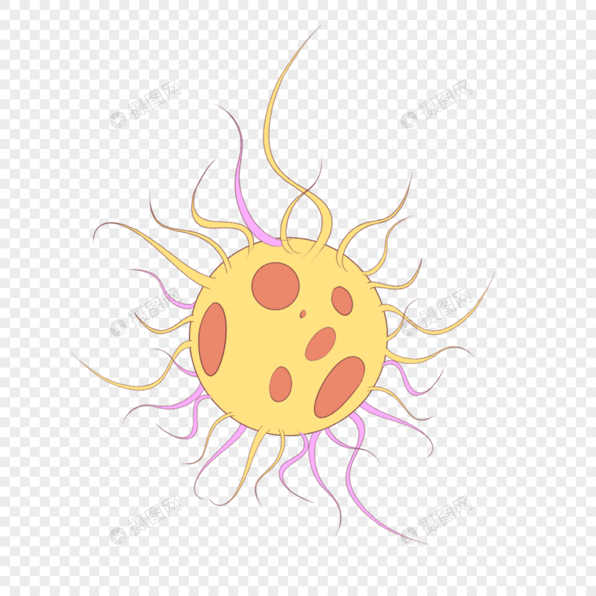 黄色橙色卡通可爱细菌微生物图片