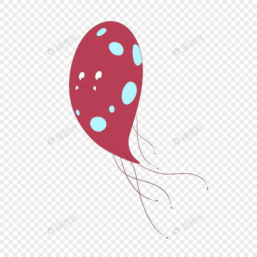 红色青色卡通可爱表情细菌微生物图片