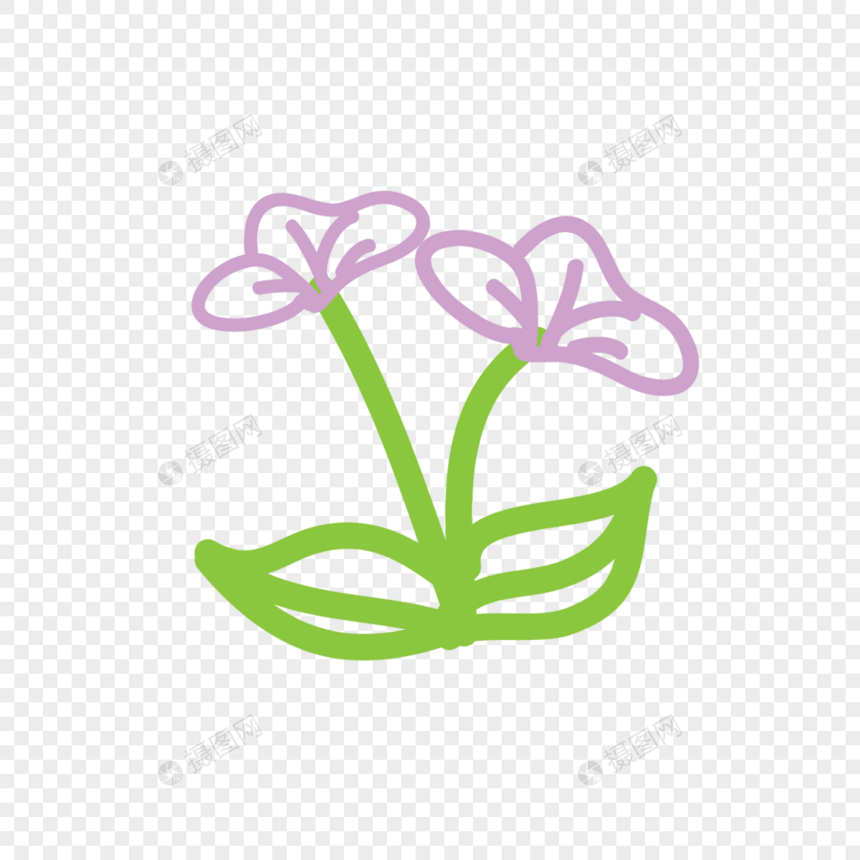 紫色花瓣卡通线稿剪贴画图片