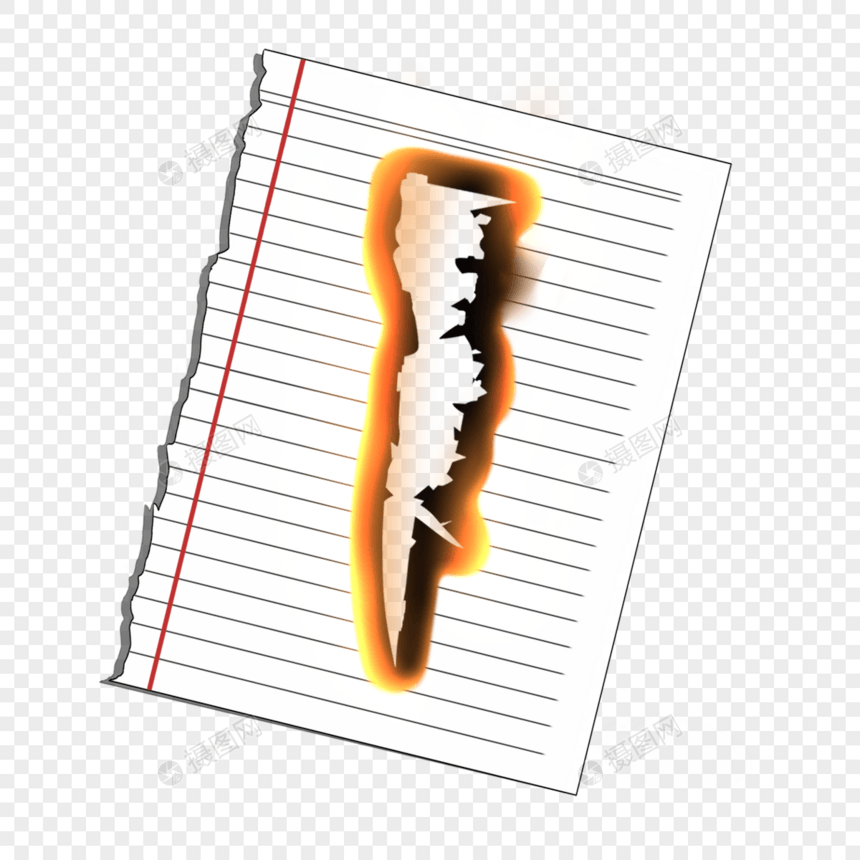 燃烧橙色火焰笔记本纸撕纸图片