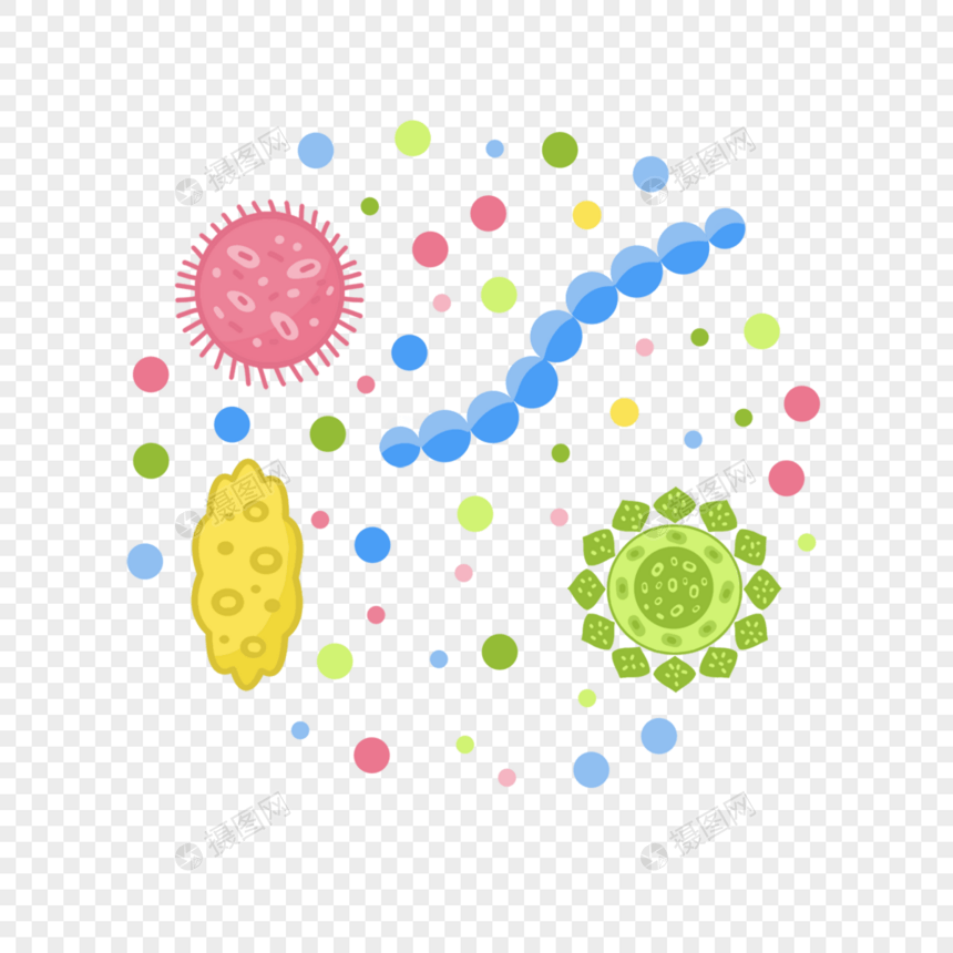 彩色卡通细菌微生物组合图片