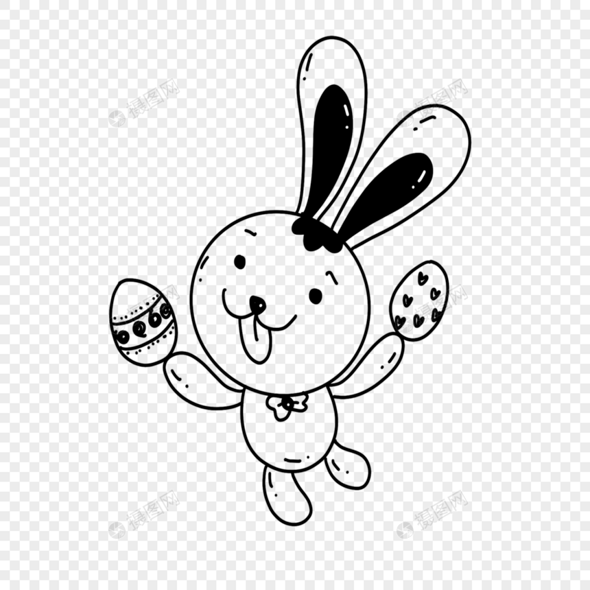 卡通简约可爱黑色兔子彩蛋图片