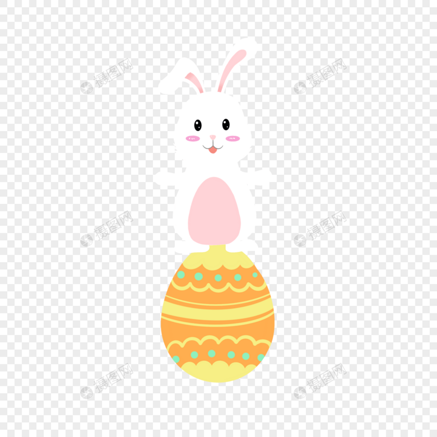复活节黄色彩蛋和兔子图片