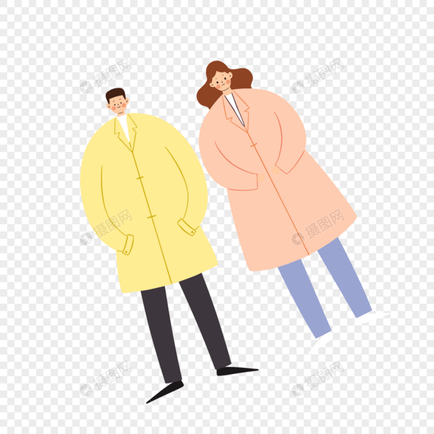 冬天穿大衣的情侣图片