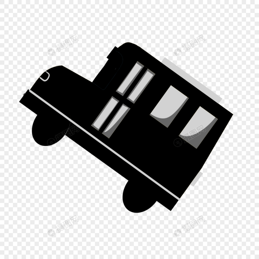 黑白卡通小汽车插画图片