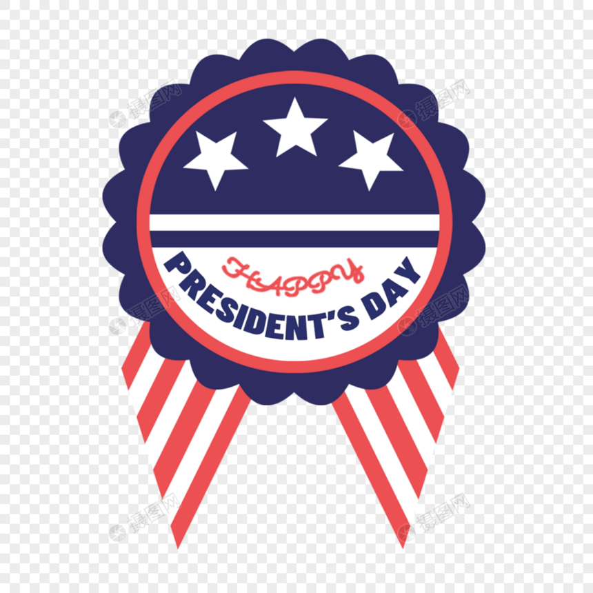 总统日蓝底彩带徽章图片