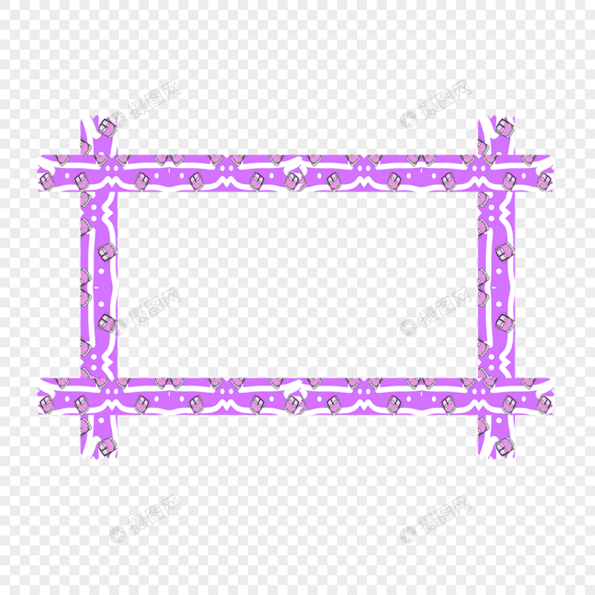 紫色花纹长方形卡通胶带边框图片
