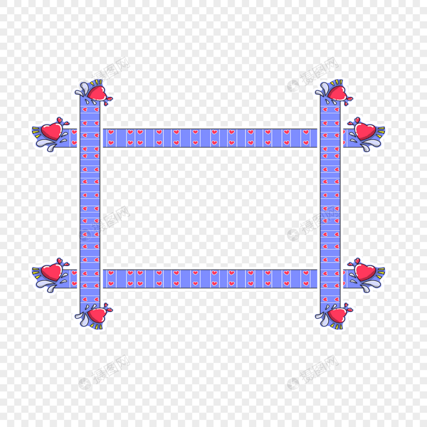 紫色卡通胶带文具边框图片