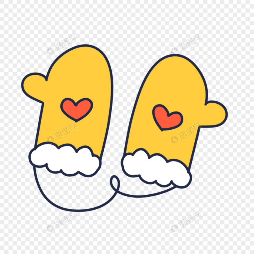可爱黄色爱心手套图片